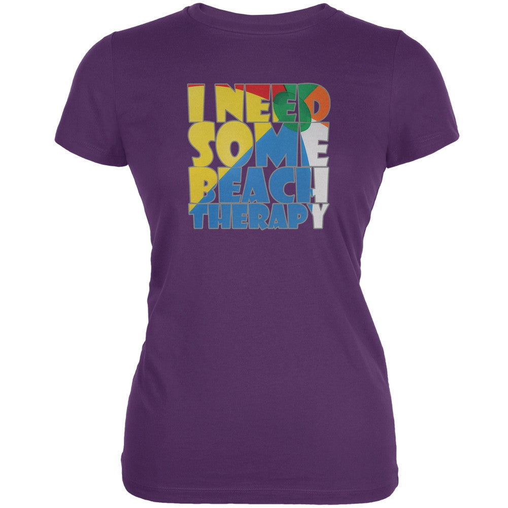 Beach Therapy Purple Juniors Soft T-Shirt Juniors T-Shirts Old Glory 2XL Purple