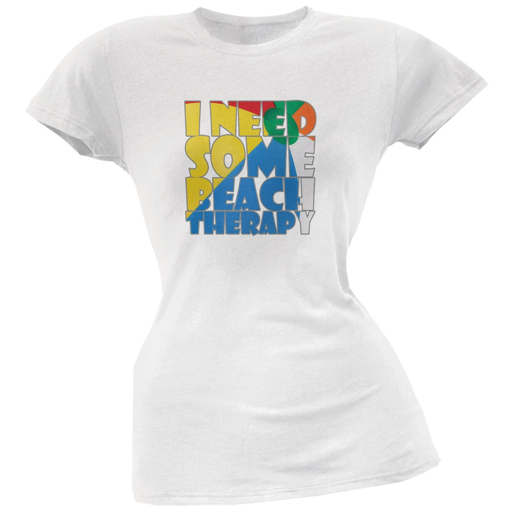 Beach Therapy White Juniors Soft T-Shirt Juniors T-Shirts Old Glory 2XL White