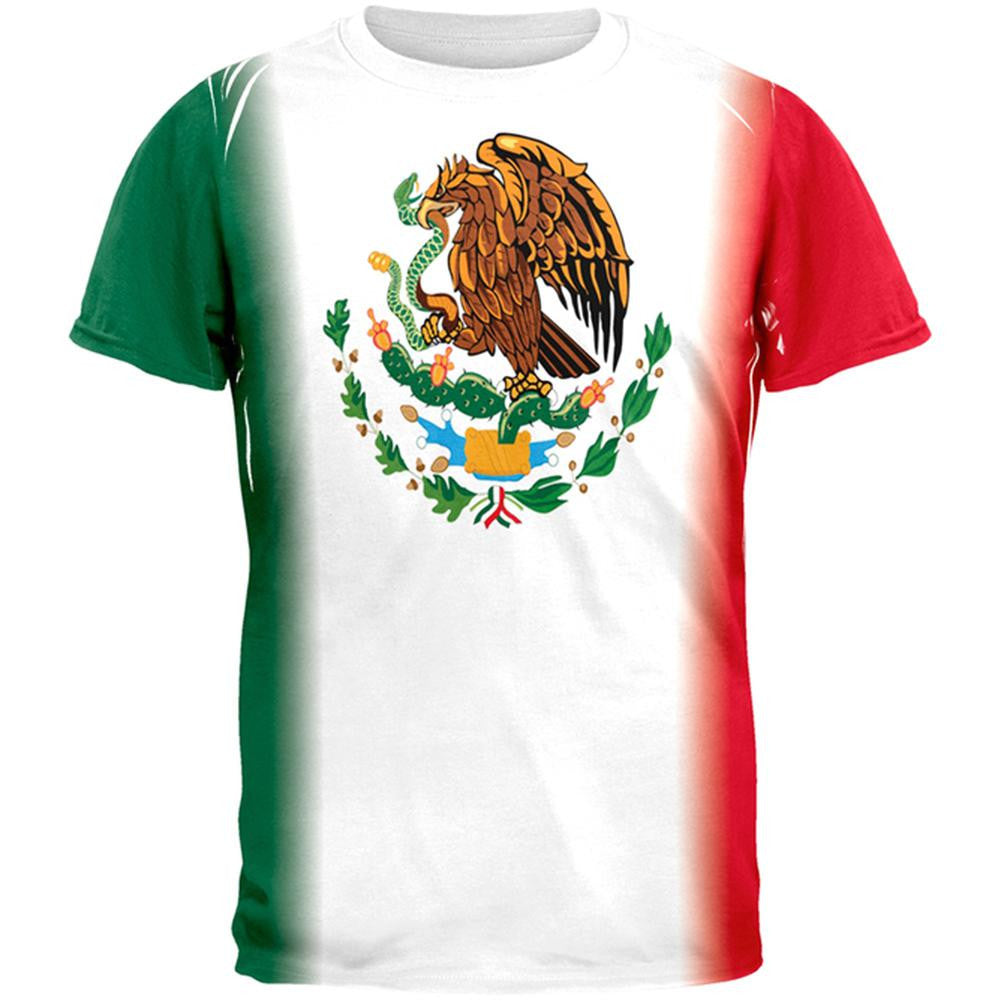 Cinco De Mayo - Mexican Flag All Over Adult T-Shirt Men's T-Shirts Old Glory 2XL Multi