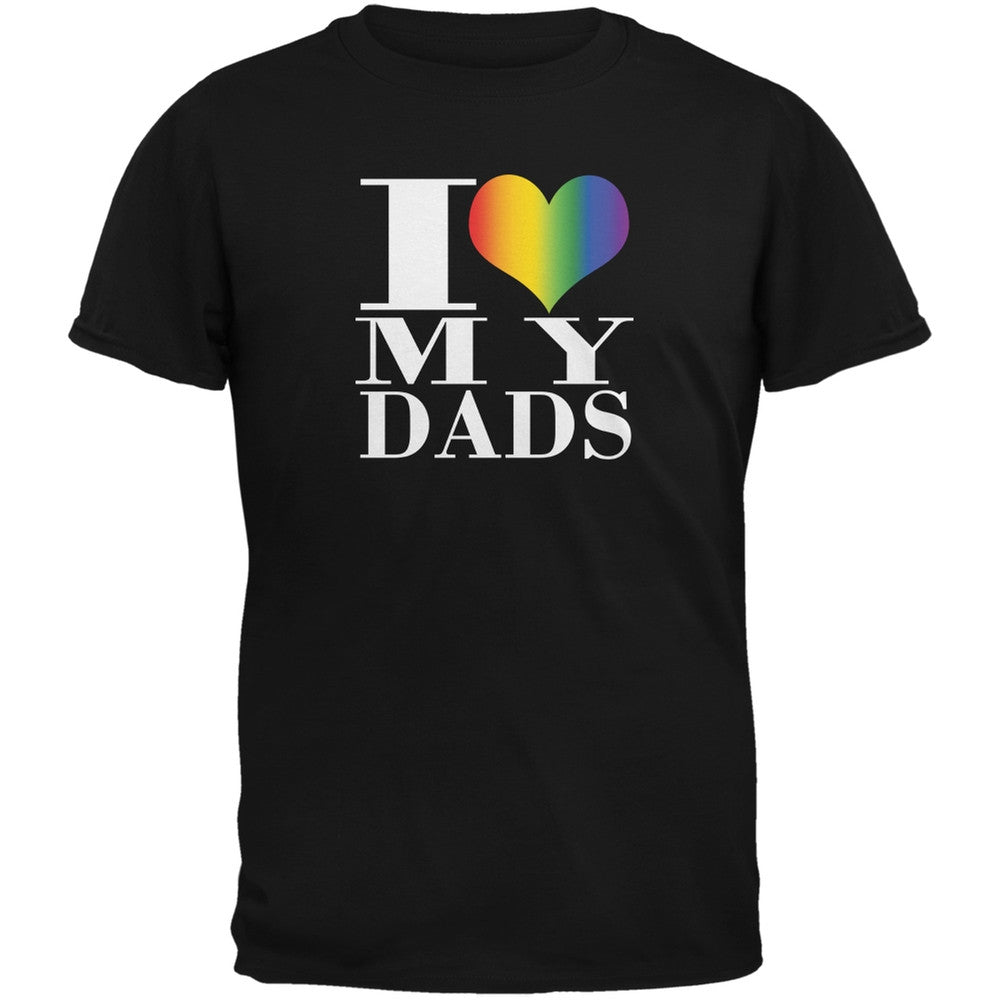 Father's Day I Love My Gay Dads Pride Heart Black Youth T-Shirt Youth T-Shirts Old Glory LG Black