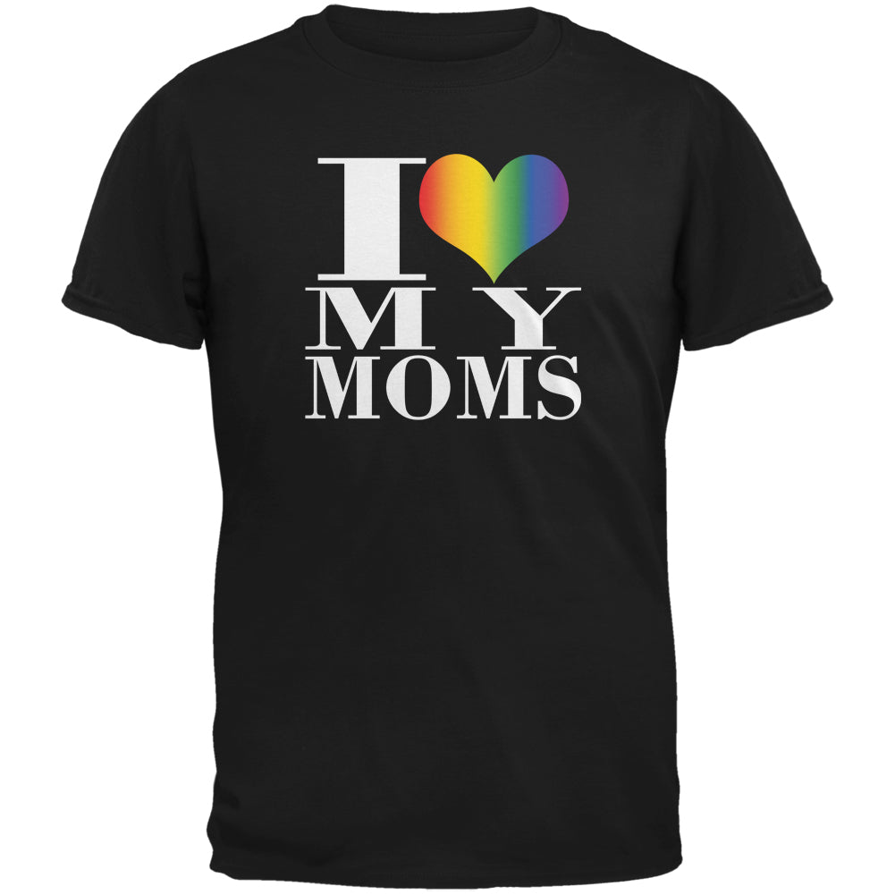 Mother's Day I Love My Lesbian Moms Pride Heart Black Adult T-Shirt Men's T-Shirts Old Glory 2XL Black