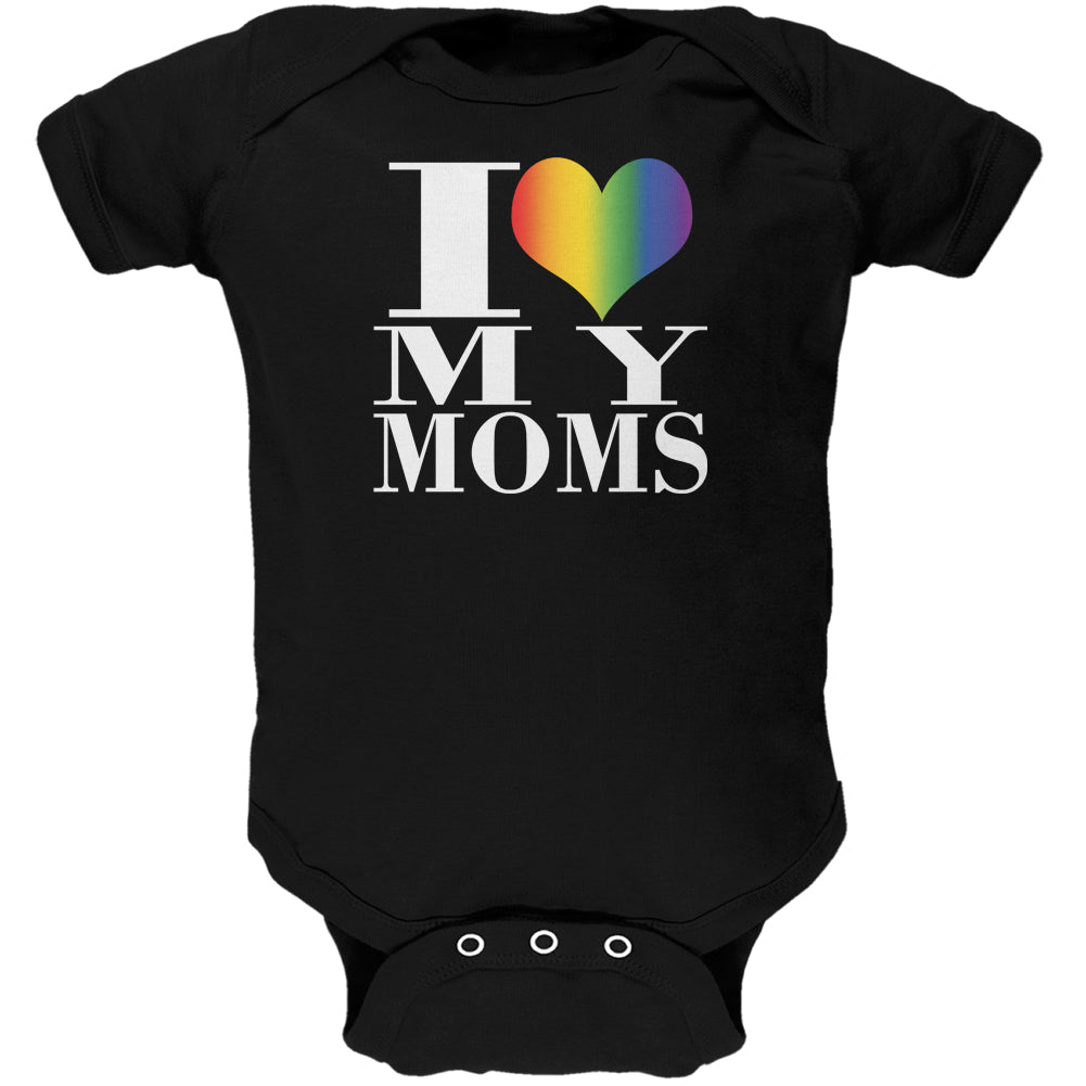 Mother's Day I Love My Lesbian Moms Pride Heart Black Soft Baby One Piece Baby One Piece Old Glory 0-3M Black