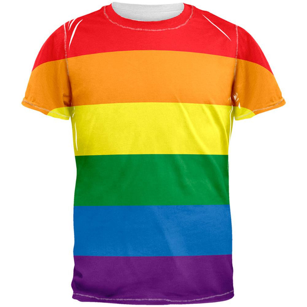 Rainbow Gay Pride All Over Adult T-Shirt Men's T-Shirts Old Glory SM Multi