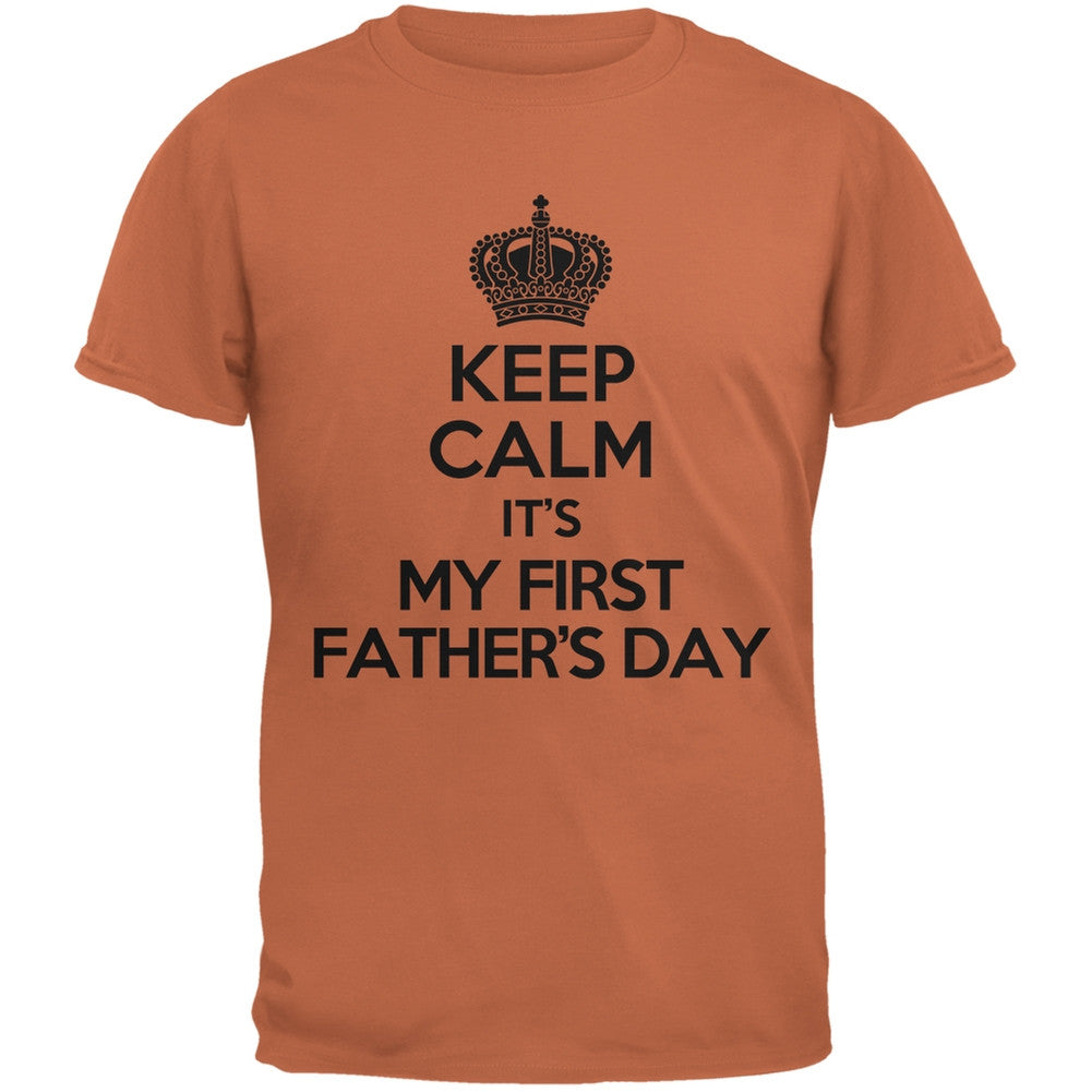 Father's Day Keep Calm First Father's Day Texas Orange Adult T-Shirt Men's T-Shirts Old Glory 2XL Orange