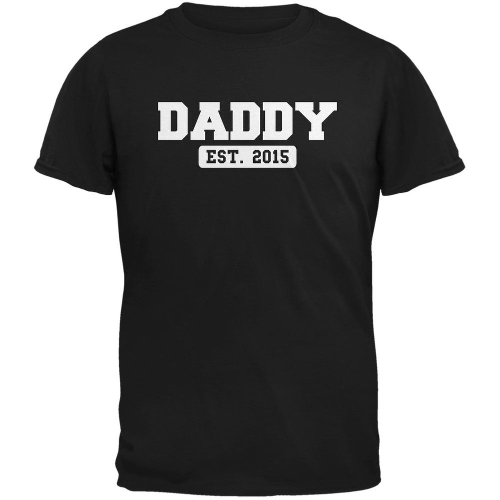 Father's Day Daddy Est. 2015 Black Adult T-Shirt Men's T-Shirts Old Glory 2XL Black