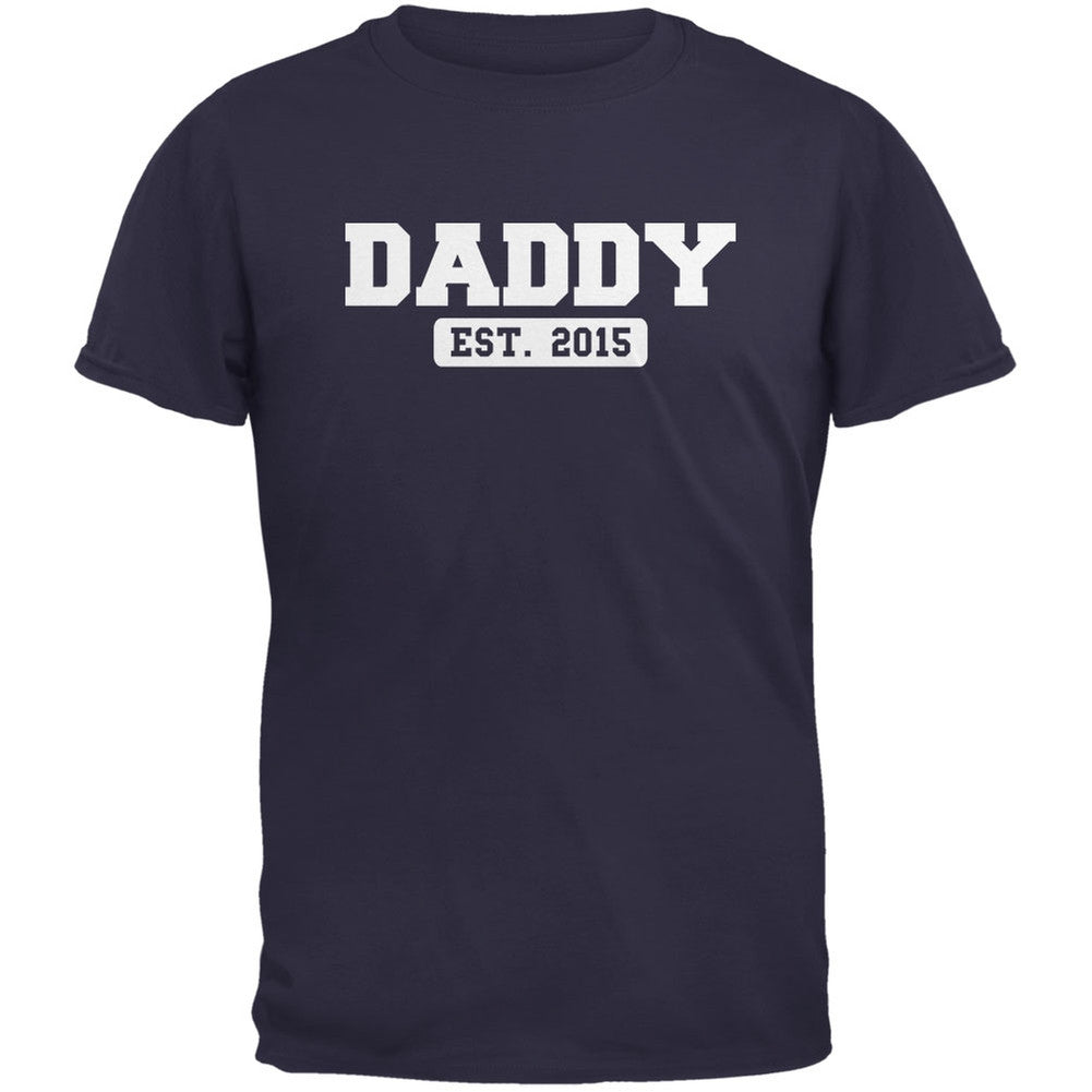 Father's Day Daddy Est. 2015 Navy Adult T-Shirt Men's T-Shirts Old Glory 2XL Blue
