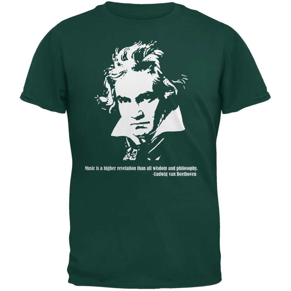 Beethoven Forest Green Adult T-Shirt Men's T-Shirts Old Glory 2XL Green