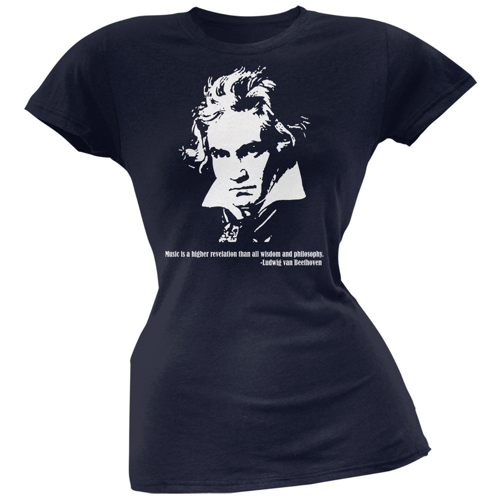 Beethoven Navy Soft Juniors T-Shirt Juniors T-Shirts Old Glory SM Blue