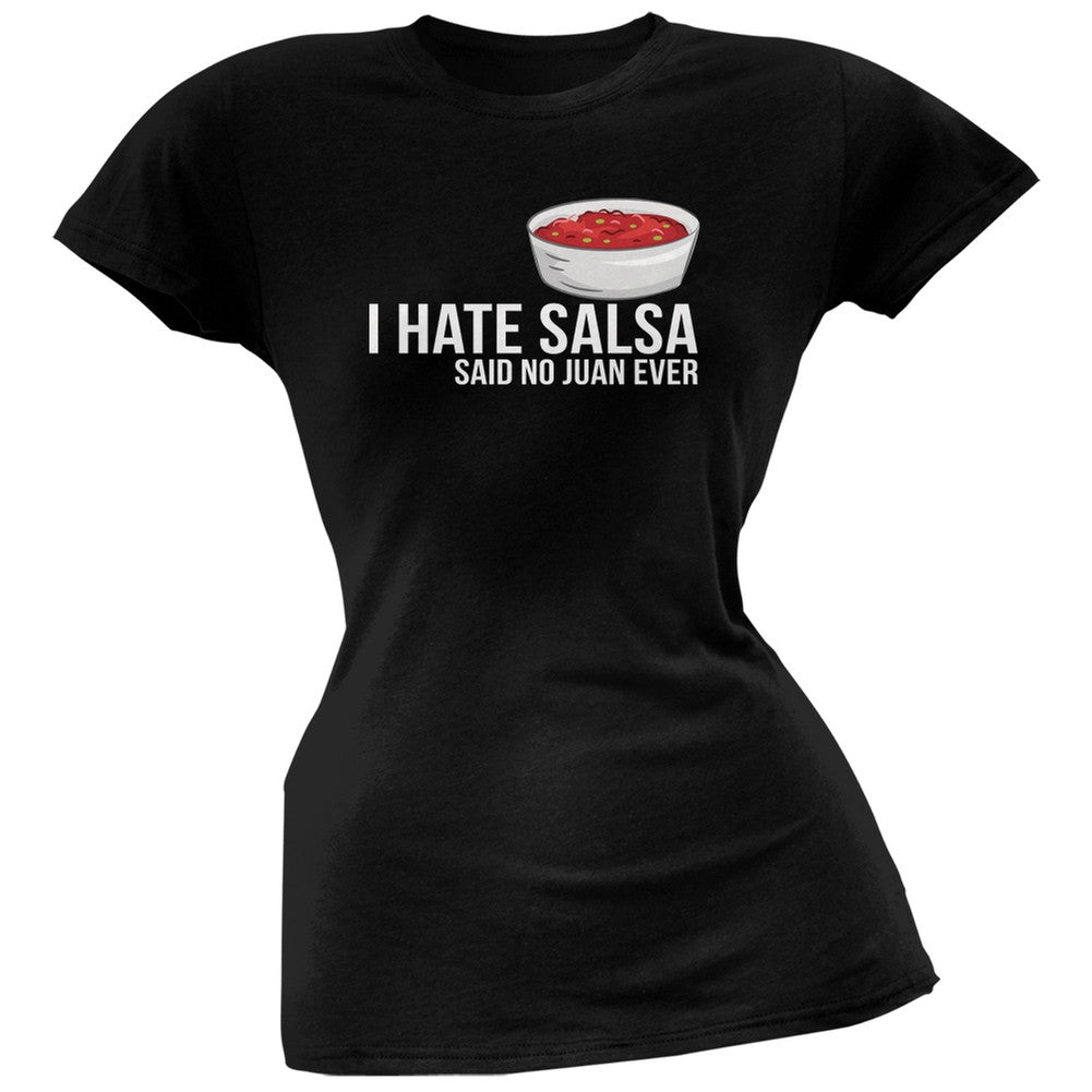 Cinco de Mayo - I Hate Salsa Black Juniors Soft T-Shirt Juniors T-Shirts Old Glory 2XL Black