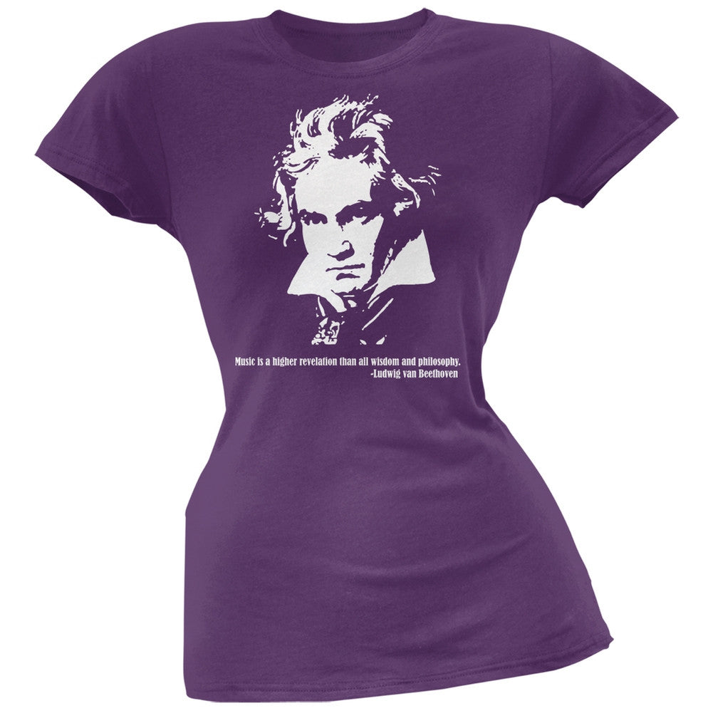 Beethoven Purple Soft Juniors T-Shirt Juniors T-Shirts Old Glory 2XL Purple