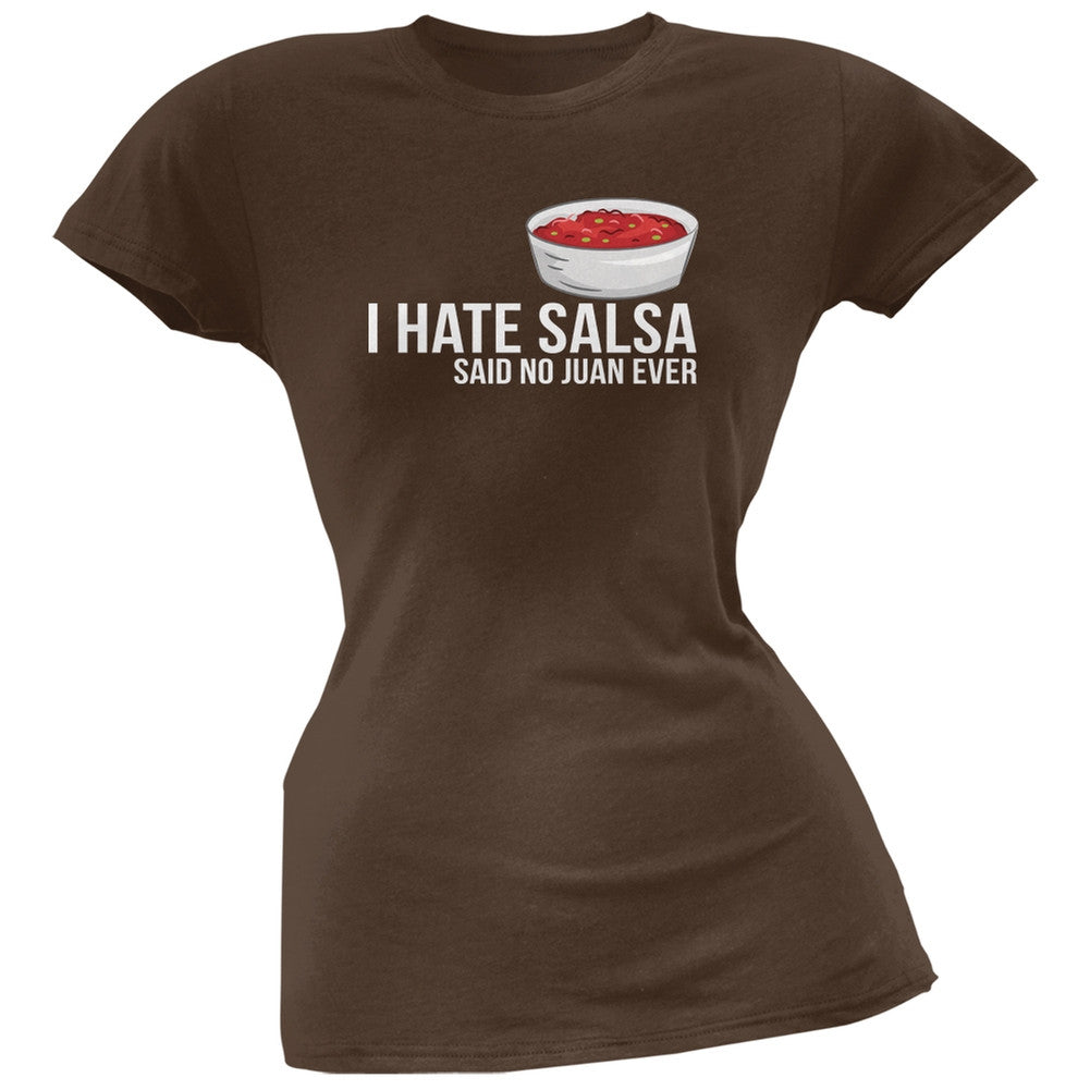 Cinco de Mayo - I Hate Salsa Black Juniors Soft T-Shirt Juniors T-Shirts Old Glory 2XL Brown