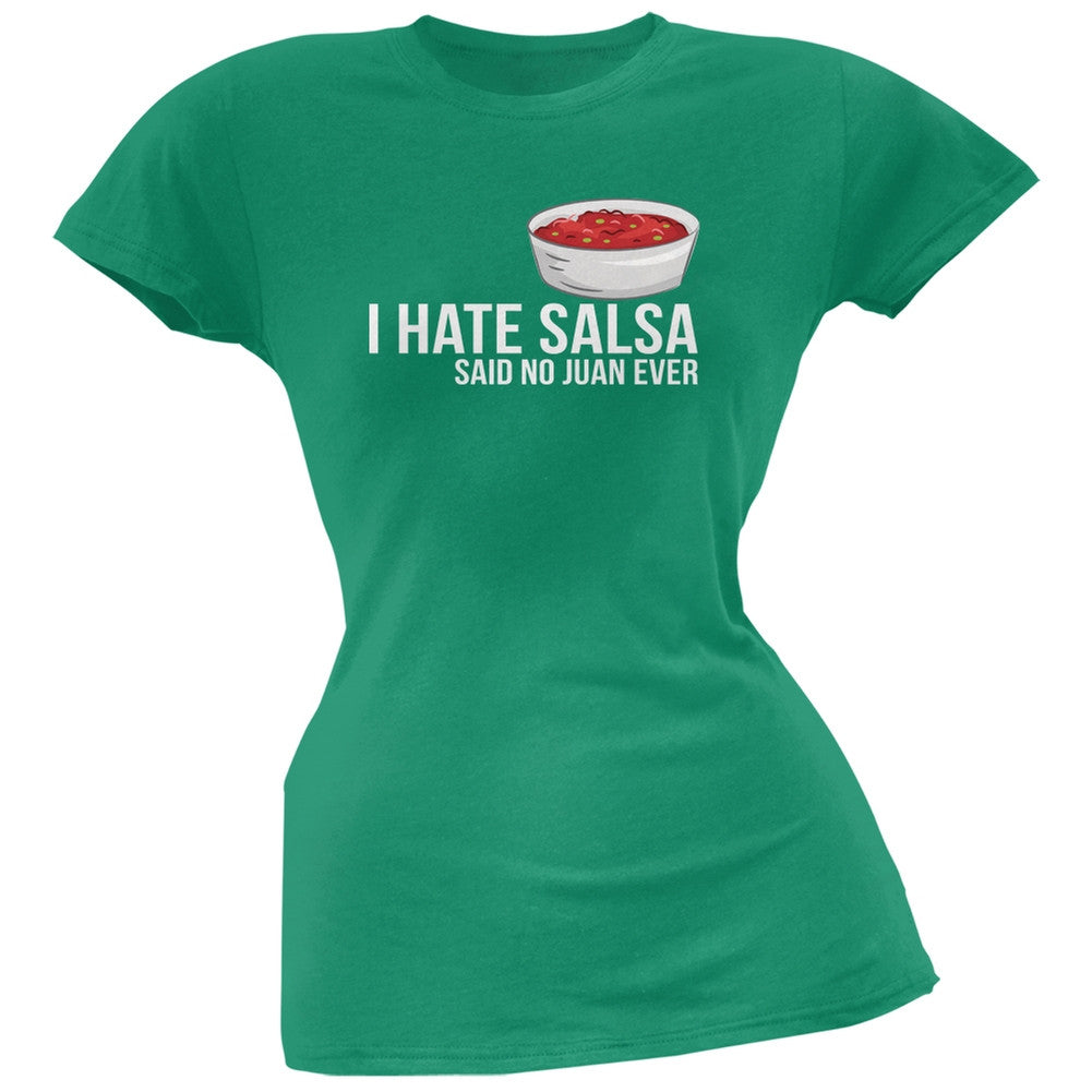 Cinco de Mayo - I Hate Salsa Black Juniors Soft T-Shirt Juniors T-Shirts Old Glory 2XL Green