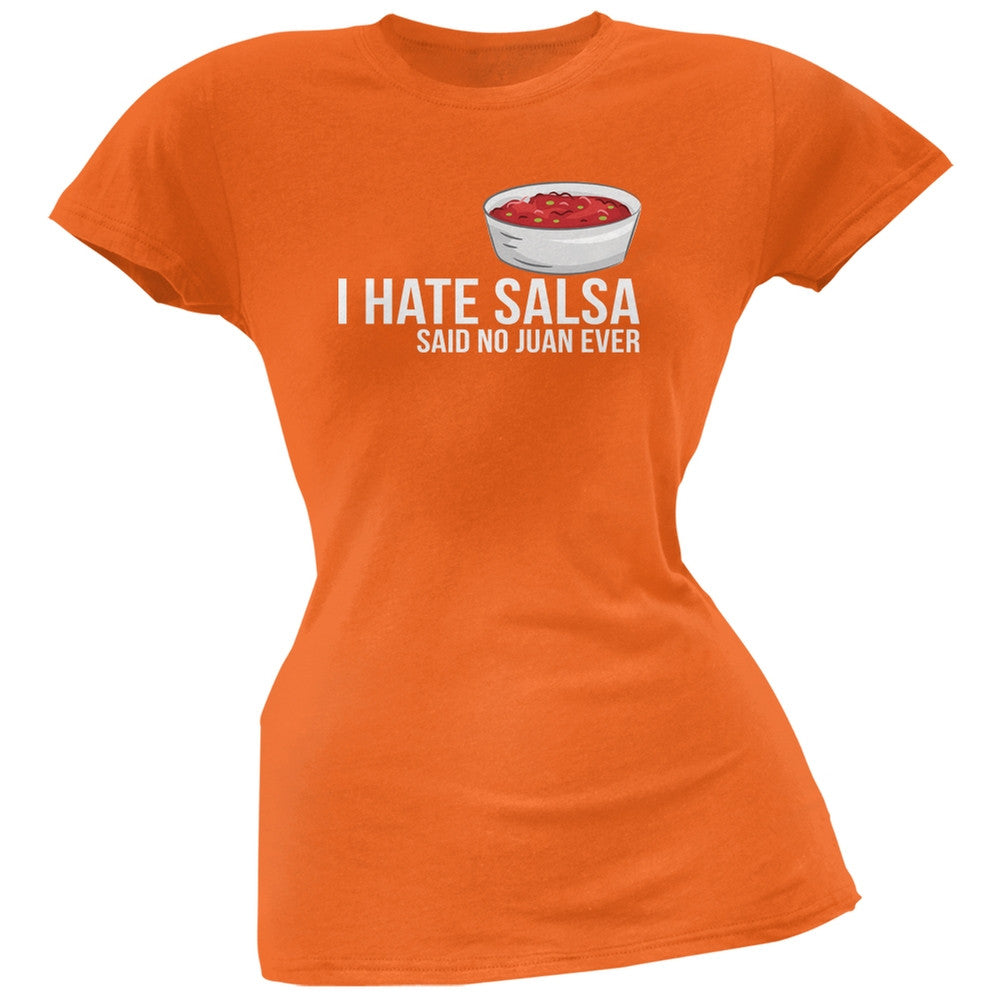 Cinco de Mayo - I Hate Salsa Black Juniors Soft T-Shirt Juniors T-Shirts Old Glory 2XL Orange