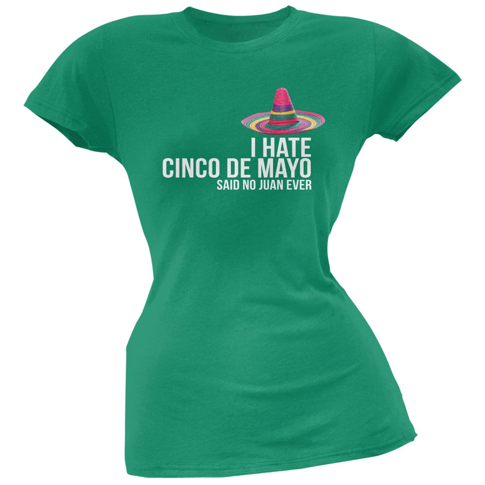 Cinco De Mayo - I Hate Cinco de Mayo Black Juniors Soft T-Shirt Juniors T-Shirts Old Glory