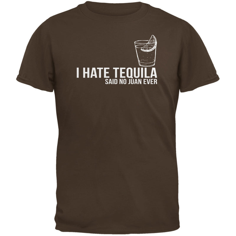 Cinco de Mayo - I Hate Tequila Black Adult T-Shirt Men's T-Shirts Old Glory SM Brown