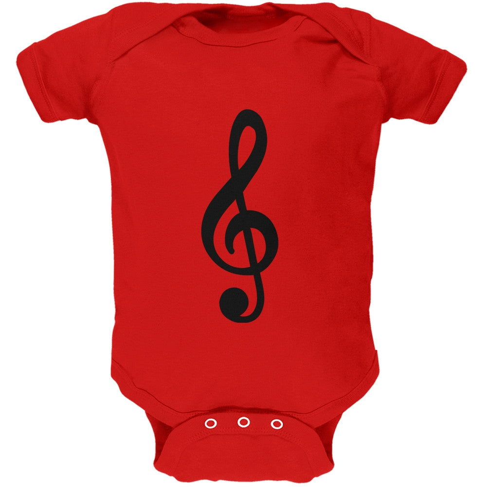 Treble Clef Red Soft Baby One Piece Baby One Piece Old Glory 0-3M Red