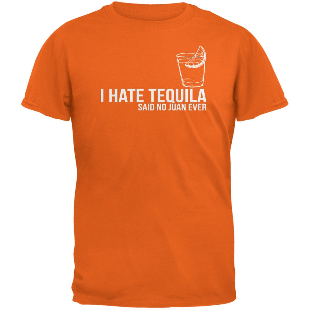 Cinco de Mayo - I Hate Tequila Black Adult T-Shirt Men's T-Shirts Old Glory SM Orange