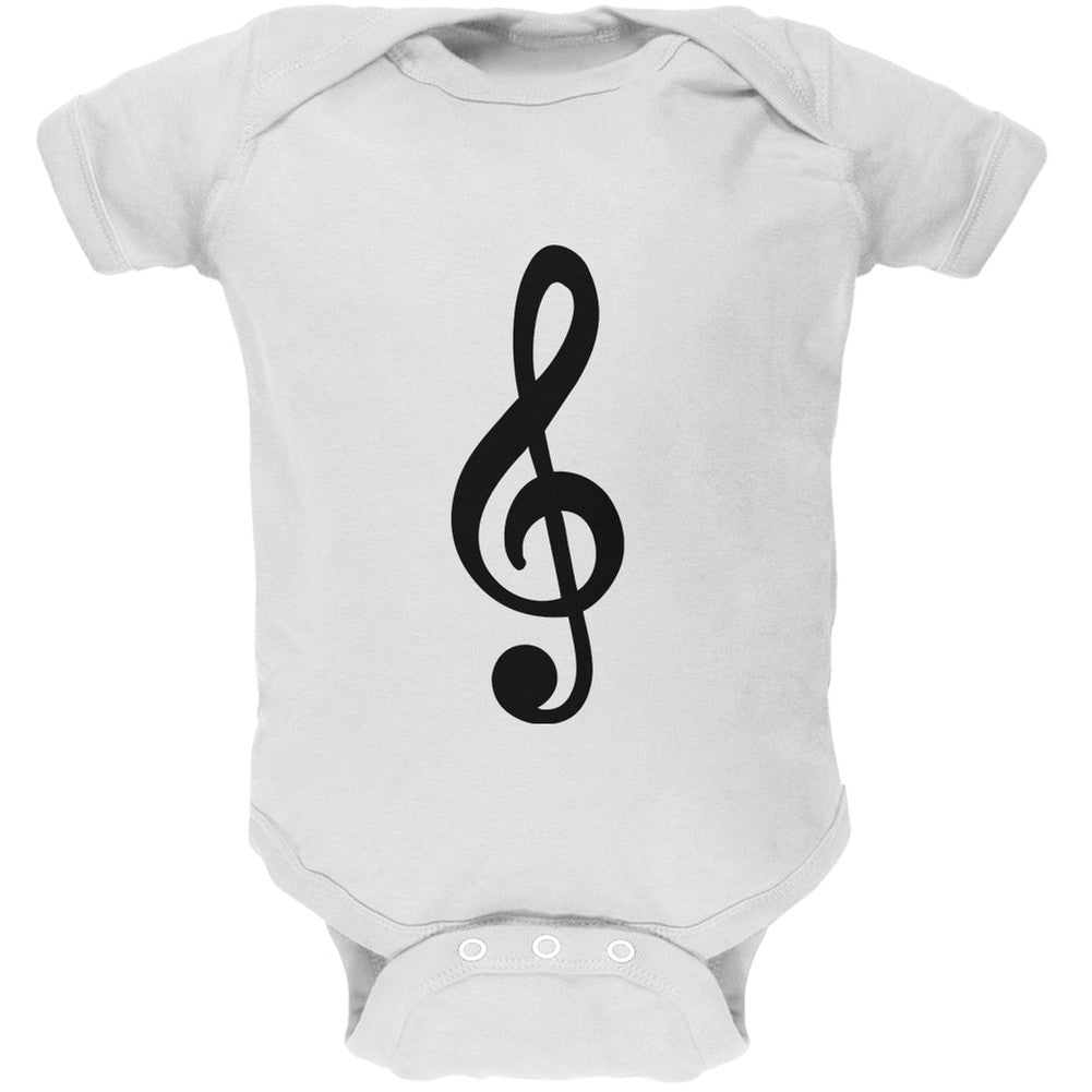 Treble Clef White Soft Baby One Piece Baby One Piece Old Glory 0-3M White