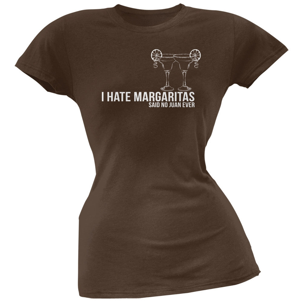 Cinco de Mayo - I Hate Margaritas Black Juniors Soft T-Shirt Juniors T-Shirts Old Glory SM Brown