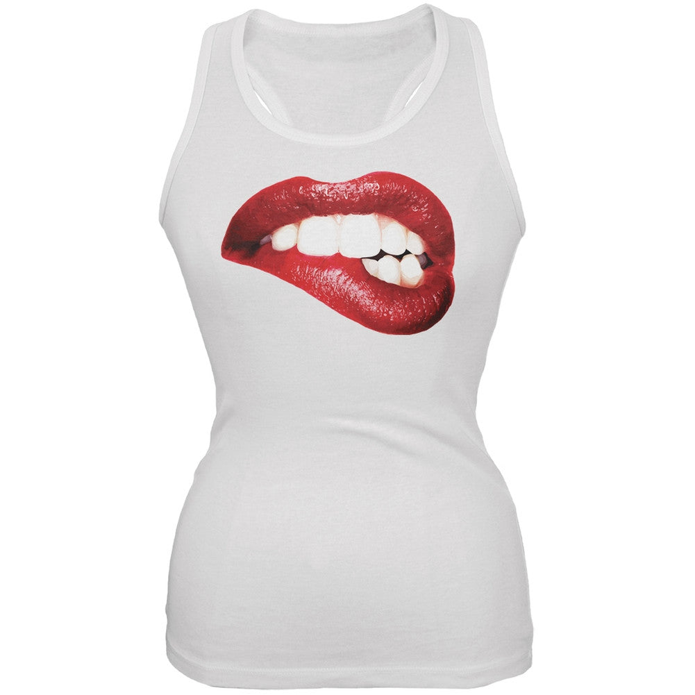 Sexy Lips White Soft Juniors Tank Juniors Tank Tops Old Glory 2XL White