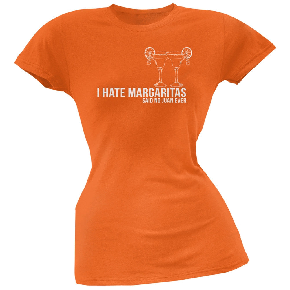 Cinco de Mayo - I Hate Margaritas Black Juniors Soft T-Shirt Juniors T-Shirts Old Glory SM Orange