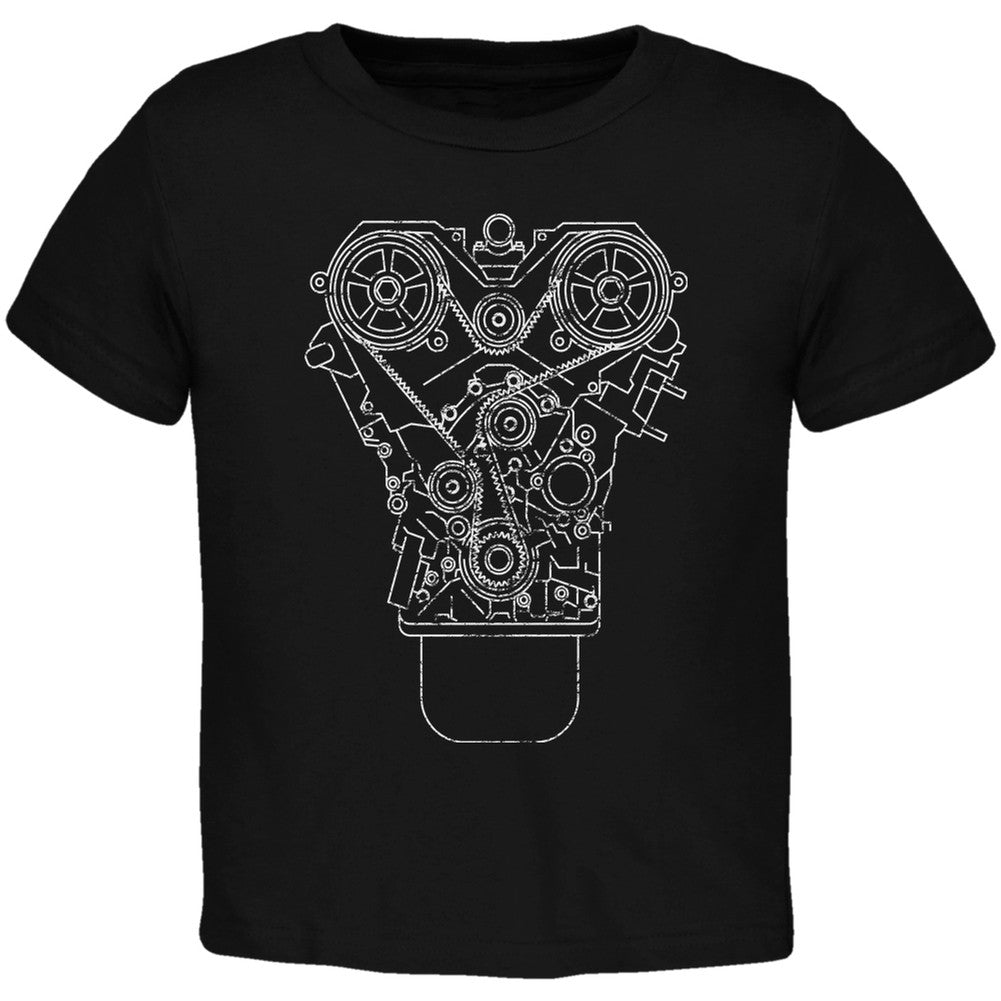 Engine Schematic Black Toddler T-Shirt Toddler T-Shirts Old Glory 2T Black