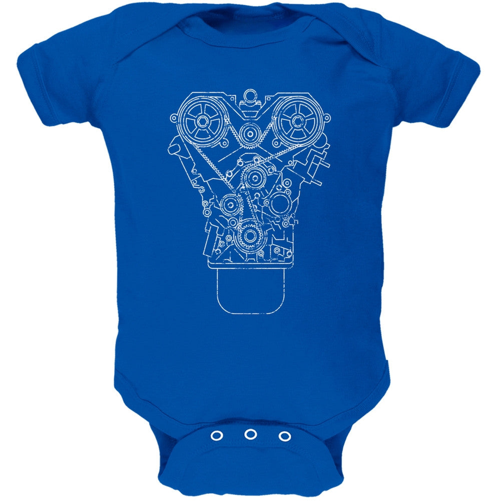 Engine Schematic Royal Soft Baby One Piece Baby One Piece Old Glory 0-3M Blue