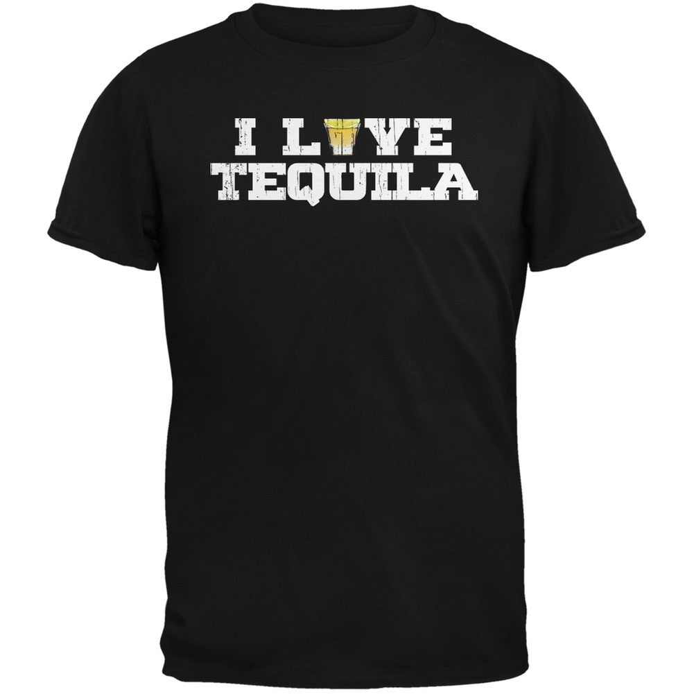 Cinco de Mayo - I Love Tequila Black Adult T-Shirt Men's T-Shirts Old Glory SM Black