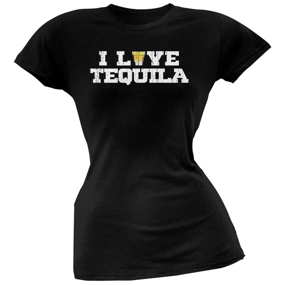 Cinco de Mayo - I Love Tequila Black Juniors Soft T-Shirt Juniors T-Shirts Old Glory SM Black