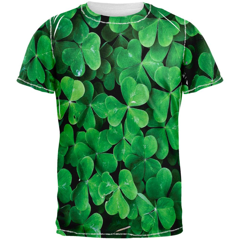 Shamrock All Over Adult T-Shirt Men's T-Shirts Old Glory 2XL White