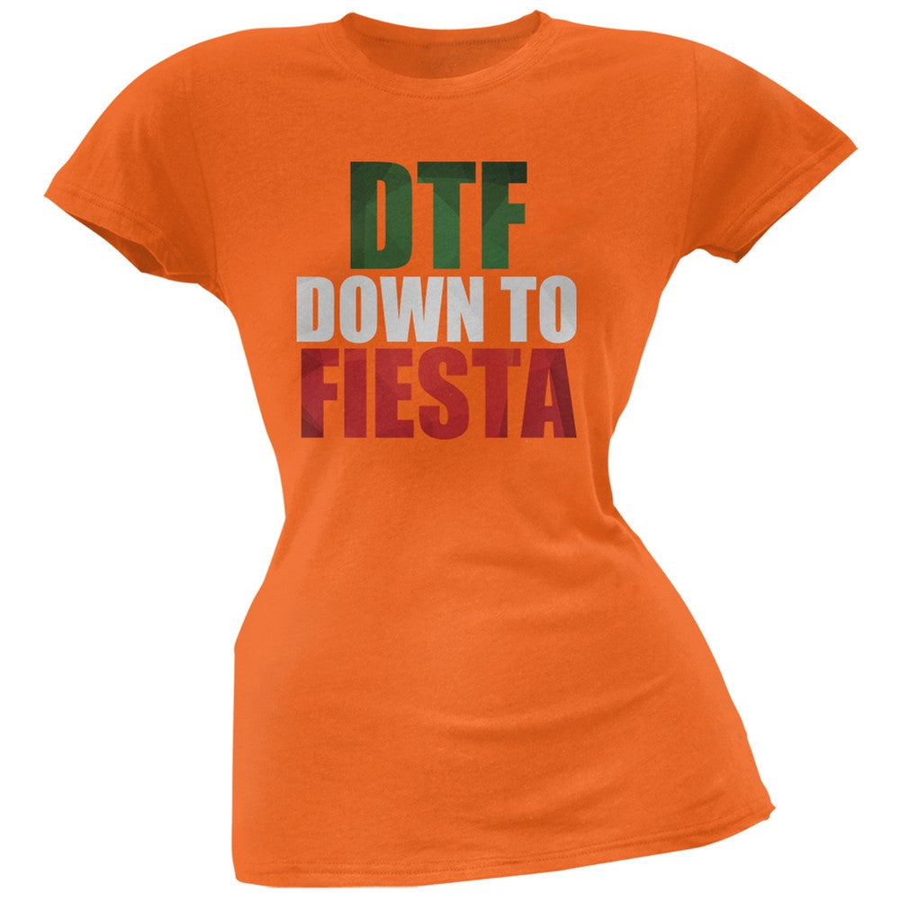 Cinco de Mayo - DTF, Down to Fiesta Orange Soft Juniors T-Shirt Juniors T-Shirts Old Glory 2XL Orange