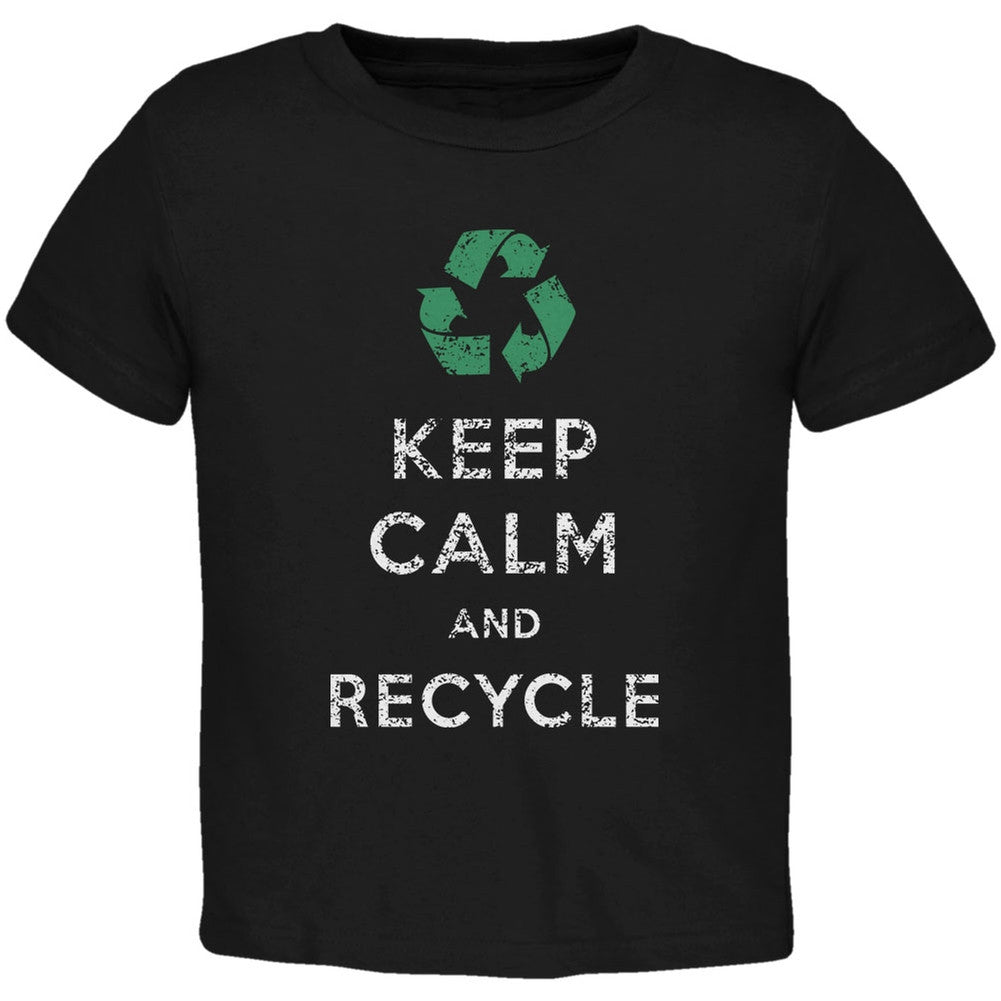 Earth Day - Keep Calm & Recycle Black Toddler T-Shirt Toddler T-Shirts Old Glory 2T Black