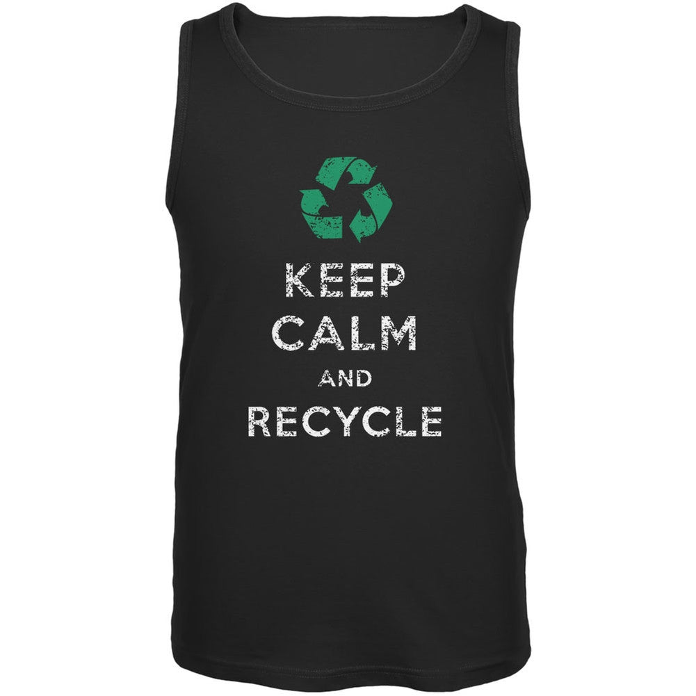 Earth Day - Keep Calm & Recycle Black Adult Tank Top Men's Tank Tops Old Glory 2XL Black