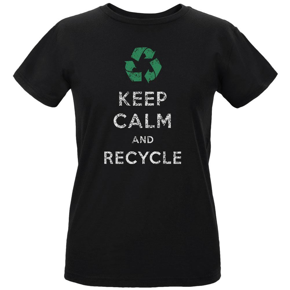Earth Day - Keep Calm & Recycle Women's Organic Black T-Shirt Women's T-Shirts Old Glory LG Black
