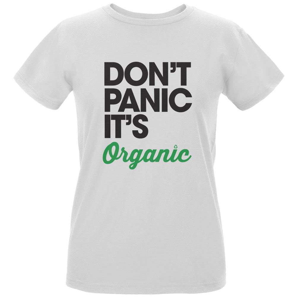 Earth Day - Don't Panic It's Organic Women's Organic White T-Shirt Women's T-Shirts Old Glory LG White
