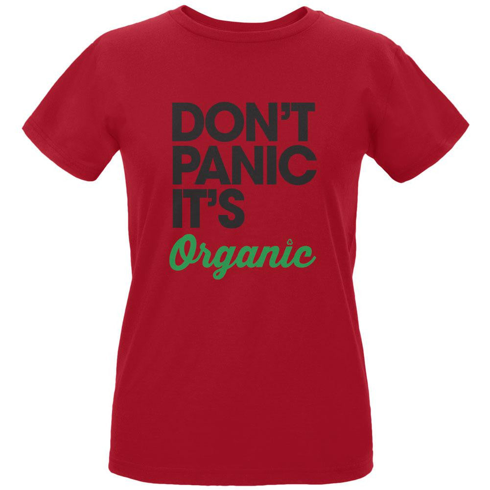Earth Day - Don't Panic It's Organic Women's Organic Red T-Shirt Women's T-Shirts Old Glory LG Red
