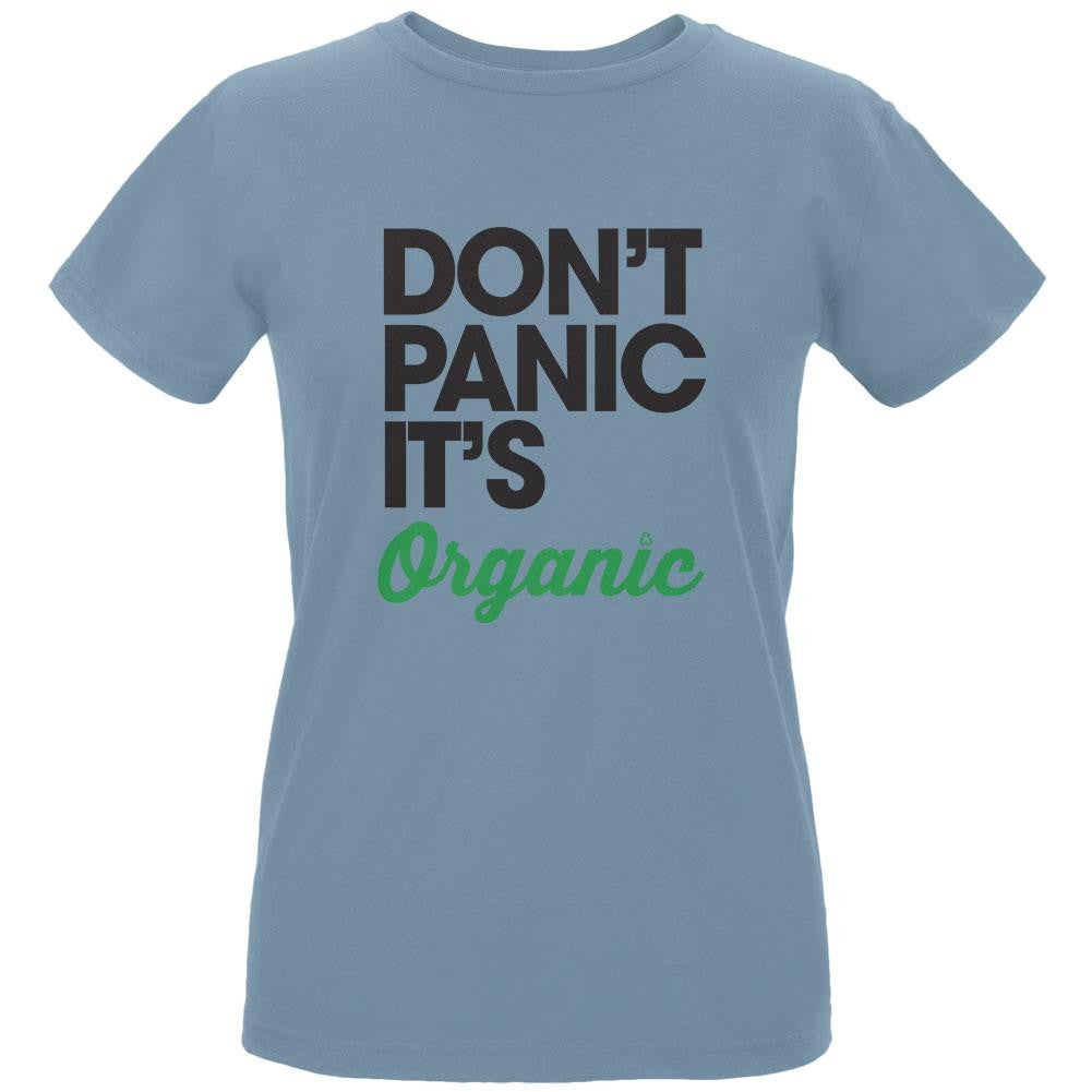 Earth Day - Don't Panic It's Organic Women's Organic Blue T-Shirt Women's T-Shirts Old Glory LG Blue