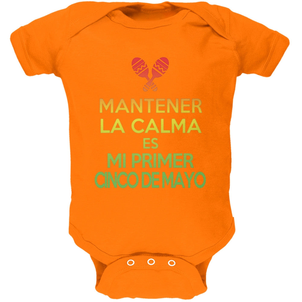 Cinco De Mayo -Mantener Calma Primer Cinco De Mayo Green Soft Baby One Piece Baby One Piece Old Glory