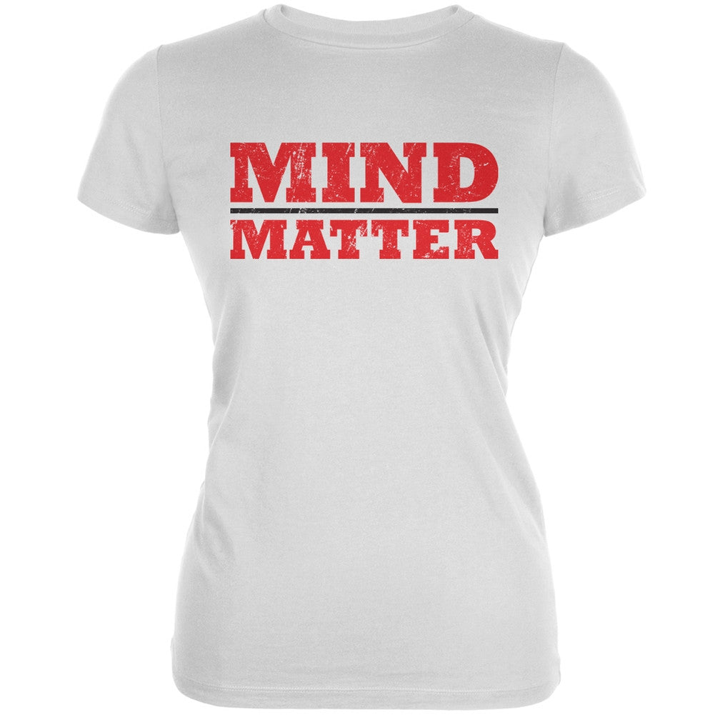 Mind Over Matter White Juniors Soft T-Shirt Juniors Tank Tops Old Glory 2XL White