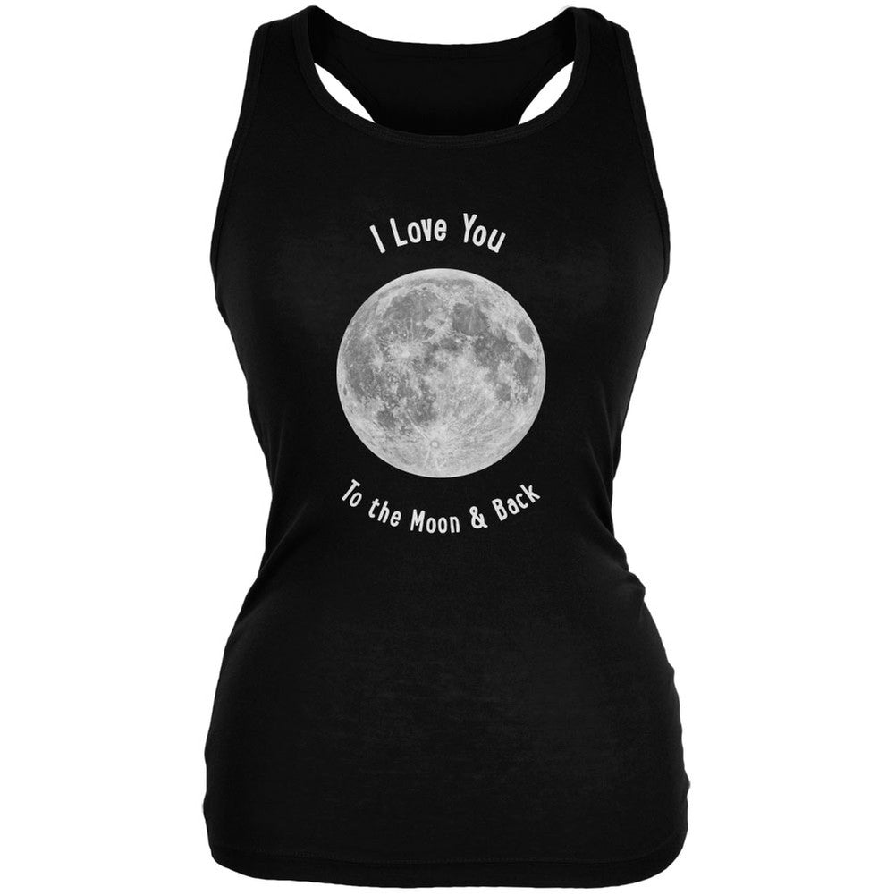 I Love You to the Moon & Back Black Juniors Soft Tank Top Juniors Tank Tops Old Glory 2XL Black