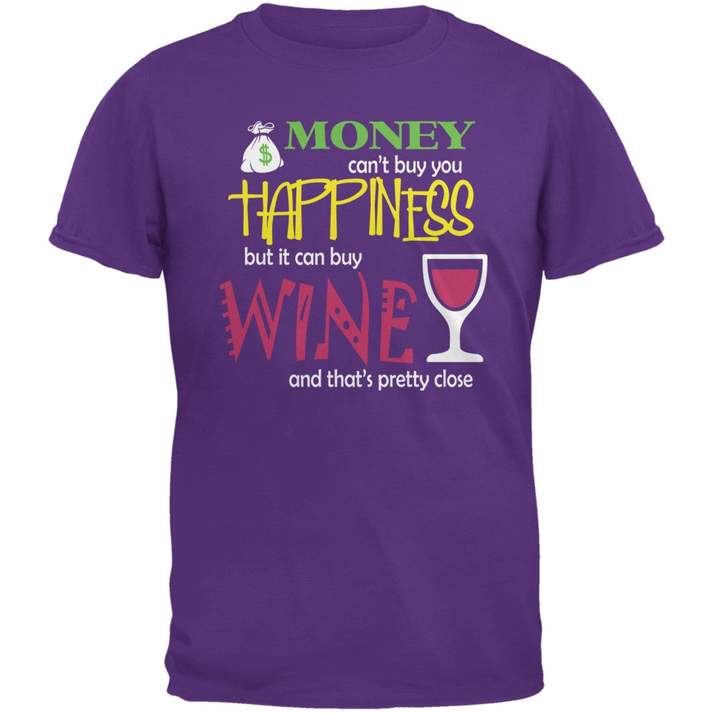 Money Happiness Wine Funny Purple Adult T-Shirt Men's T-Shirts Old Glory 2XL Purple