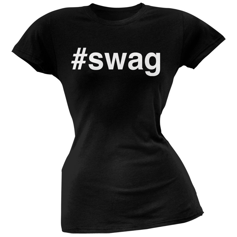 #swag Black Juniors Soft T-Shirt Juniors T-Shirts Old Glory SM Black