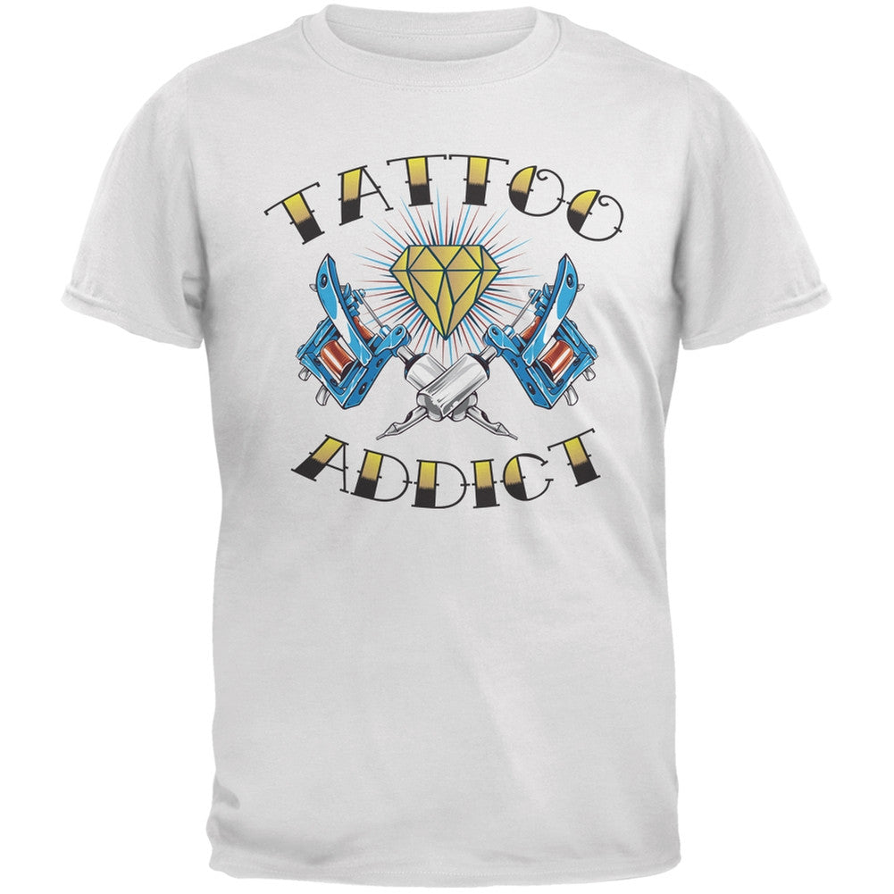 Tattoo Addict White Adult T-Shirt Men's T-Shirts Old Glory 2XL White
