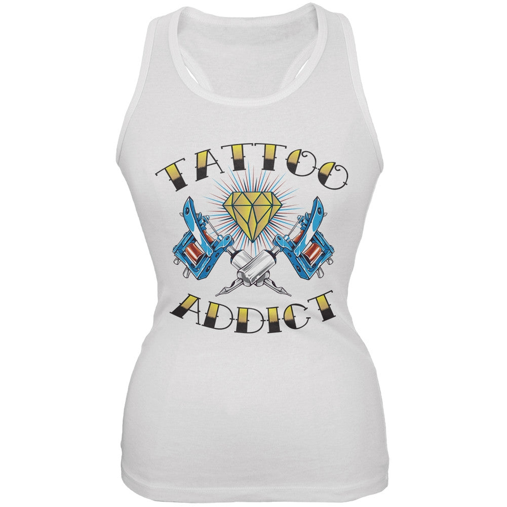 Tattoo Addict White Juniors Soft Tank Top Juniors Tank Tops Old Glory 2XL White