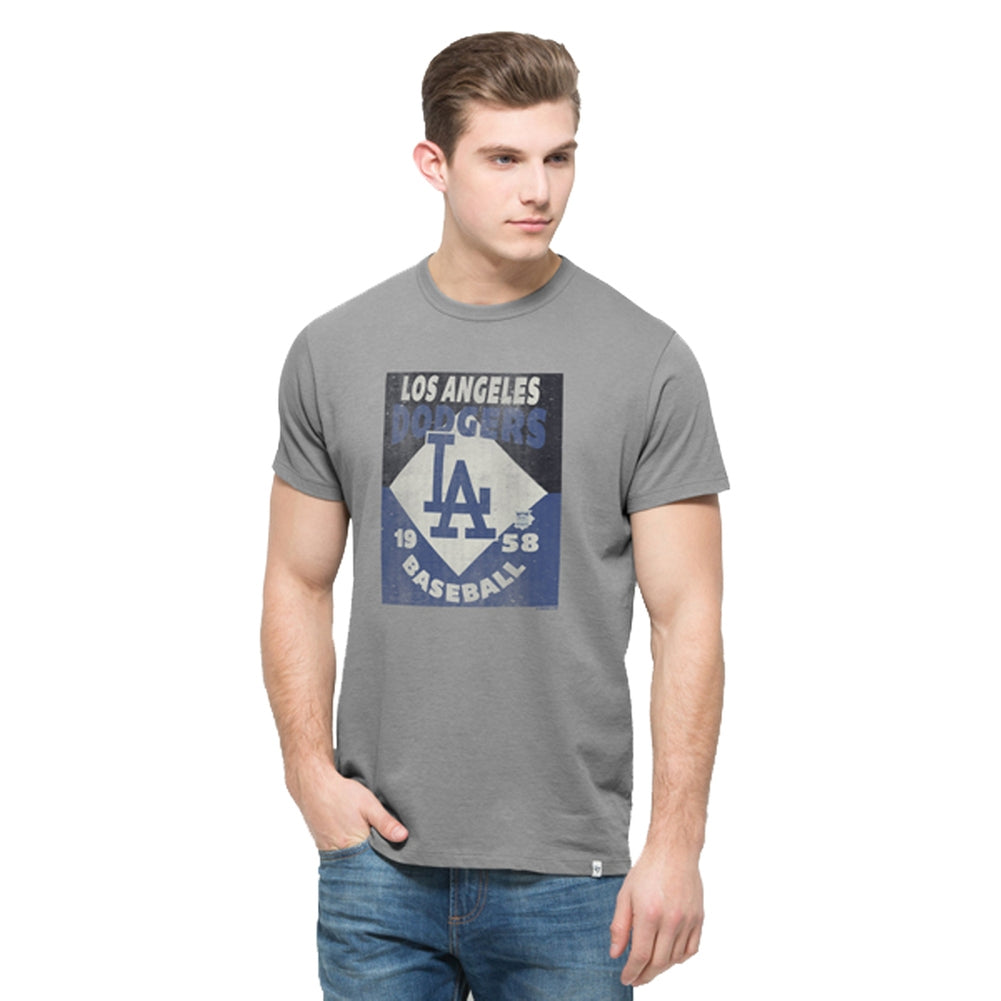 Los Angeles Dodgers - Knockaround Flanker Logo T-Shirt Men's T-Shirts Los Angeles Dodgers SM Grey