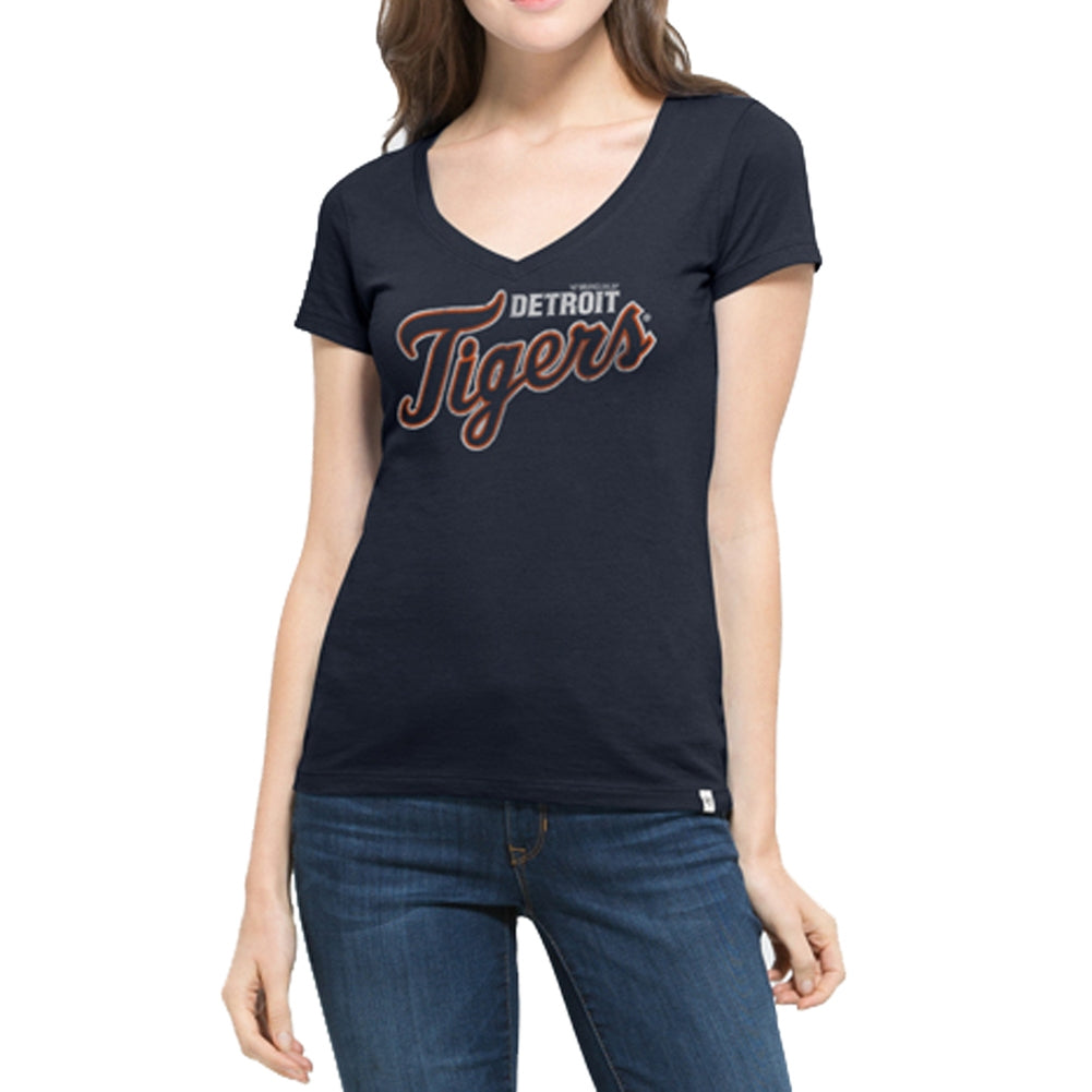 Detroit Tigers - Flanker Logo MVP Juniors V-Neck T-Shirt Juniors T-Shirts Detroit Tigers LG Blue