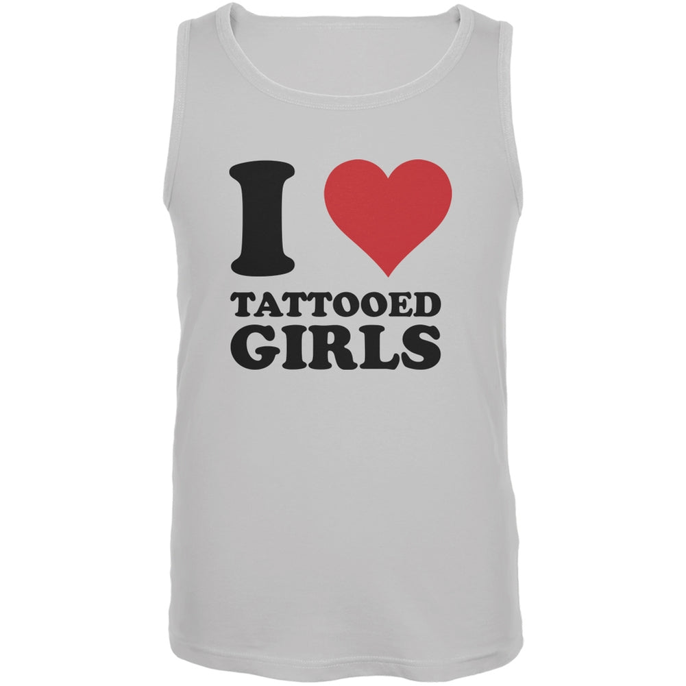 I Heart Tattooed Girls White Adult Tank Top Men's Tank Tops Old Glory 2XL White