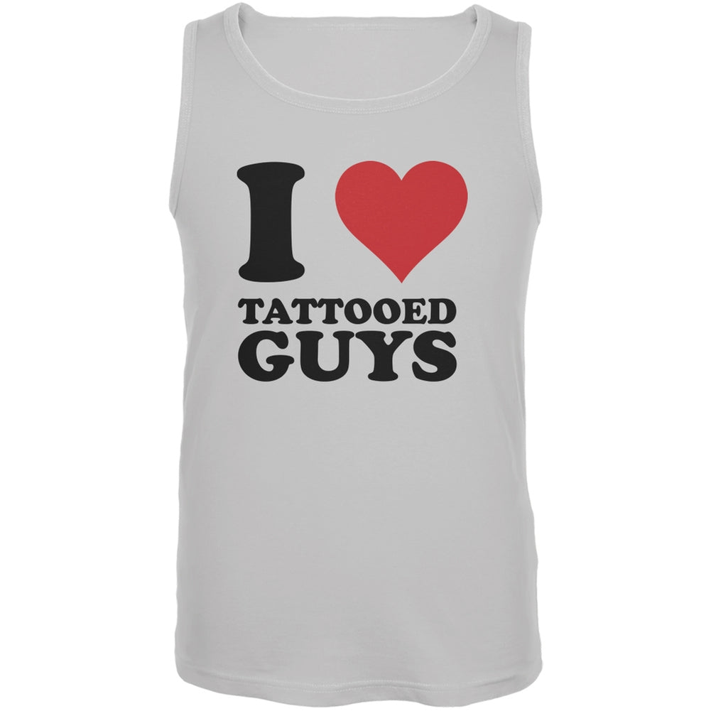I Heart Tattooed Guys White Adult Tank Top Men's Tank Tops Old Glory 2XL White