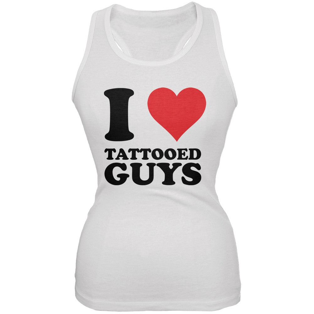 I Heart Tattooed Guys White Juniors Soft Tank Top Juniors Tank Tops Old Glory 2XL White