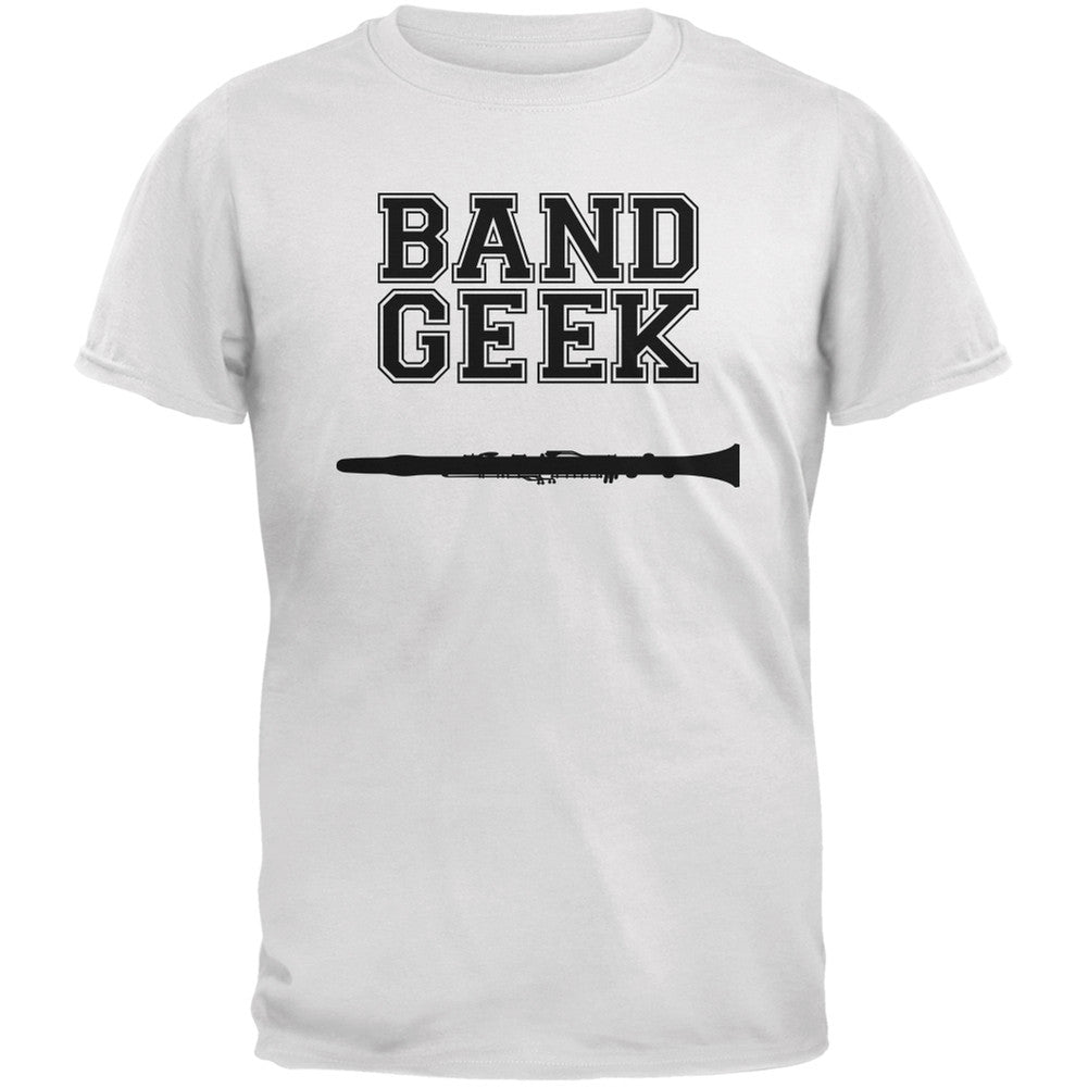 Band Geek Clarinet White Adult T-Shirt Men's T-Shirts Old Glory 2XL White